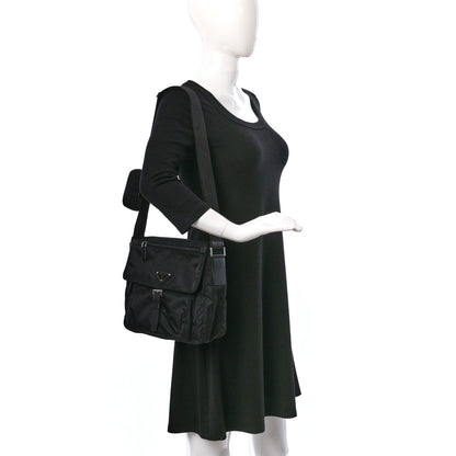 Prada Re-Nylon Vela Saffiano Pocket Single Buckle Messenger Shoulder Bag Black 2 of 8
