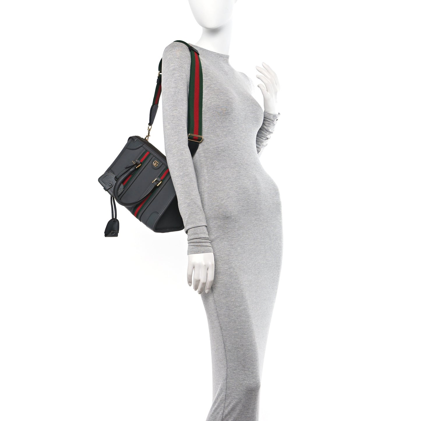Koi Calfskin Small Bauletto Duffle Top Handle Bag Grey