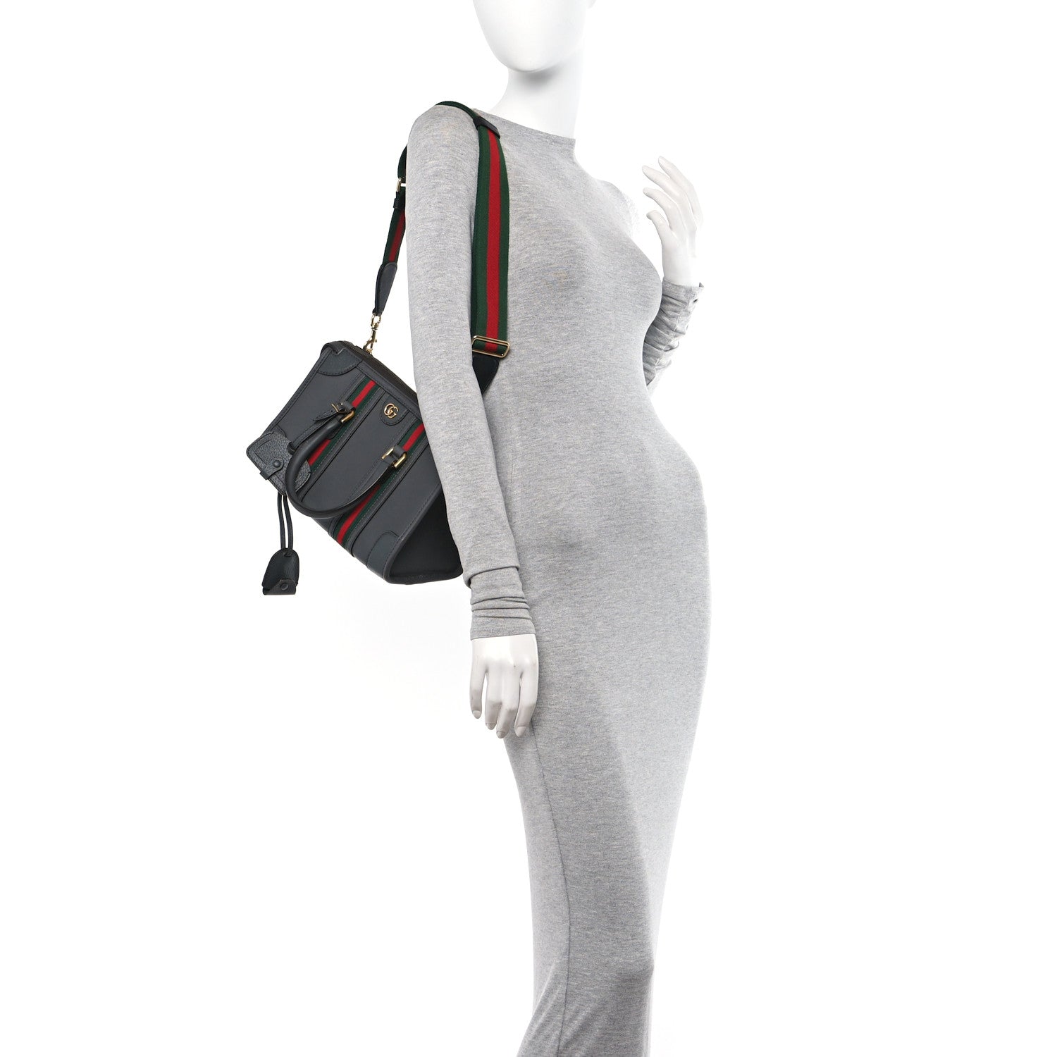 Gucci Koi Calfskin Small Bauletto Duffle Top Handle Bag Grey 2 of 11
