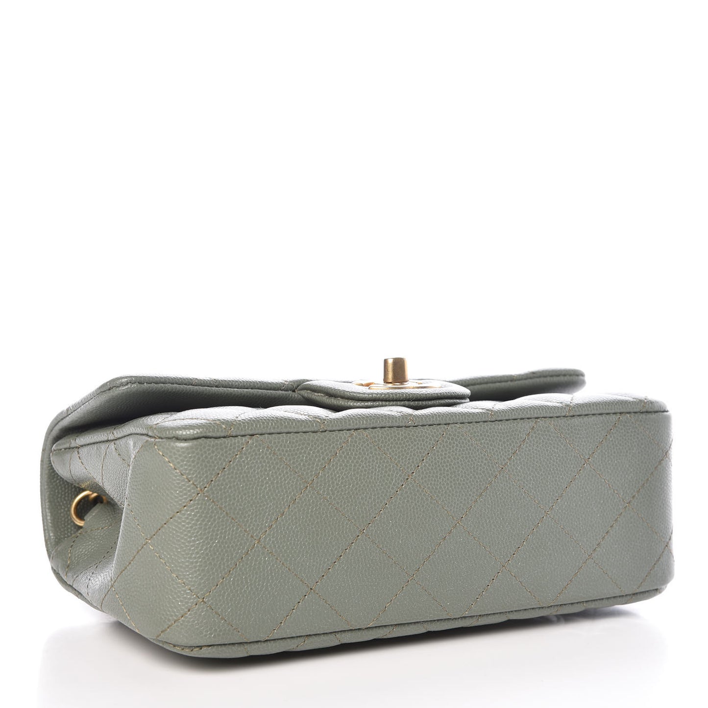 Iridescent Caviar Quilted Mini Rectangular Flap Green