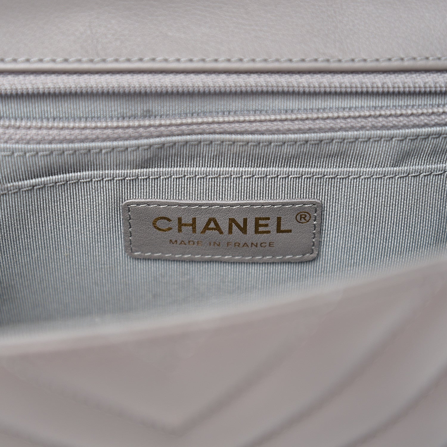 Chanel Calfskin Chevron Quilted Small Statement Flap Grey 5 of 10
