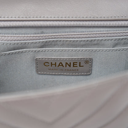 Chanel Calfskin Chevron Quilted Small Statement Flap Grey 5 of 10