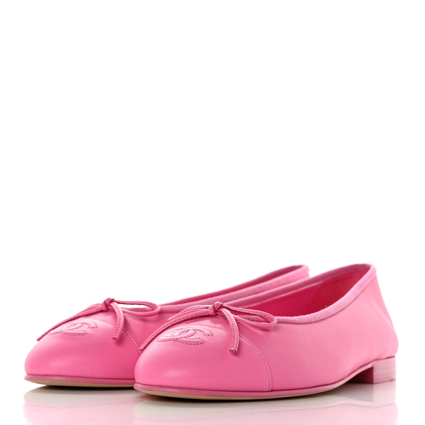 Lambskin Cap Toe CC Ballerina Flats 37 Pink