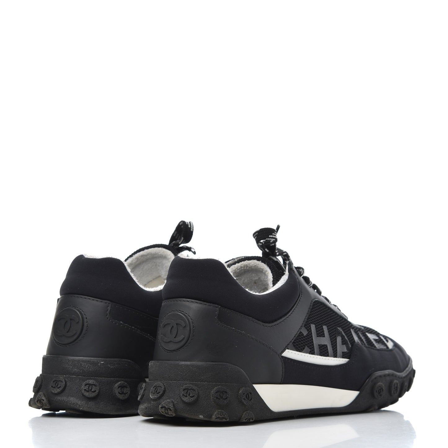 Calfskin Mesh Lycra Sneakers 39 Black
