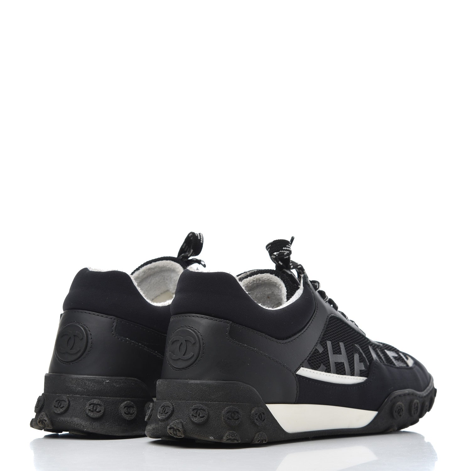 Chanel Calfskin Mesh Lycra Sneakers 39 Black 4 of 22