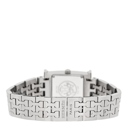 Hermes Stainless Steel Diamond Mother of Pearl 21mm Heure H Hour Quartz Watch 3 of 4