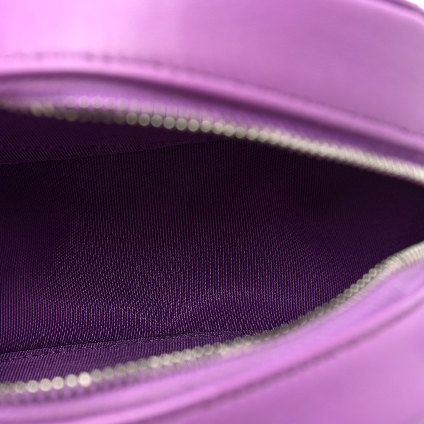 Lambskin Quilted Round Clutch With Chain Purple