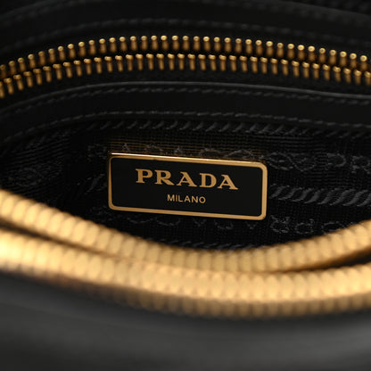 Prada Tessuto Nylon Soft Calf Double Zip Crossbody Bag Black 7 of 10