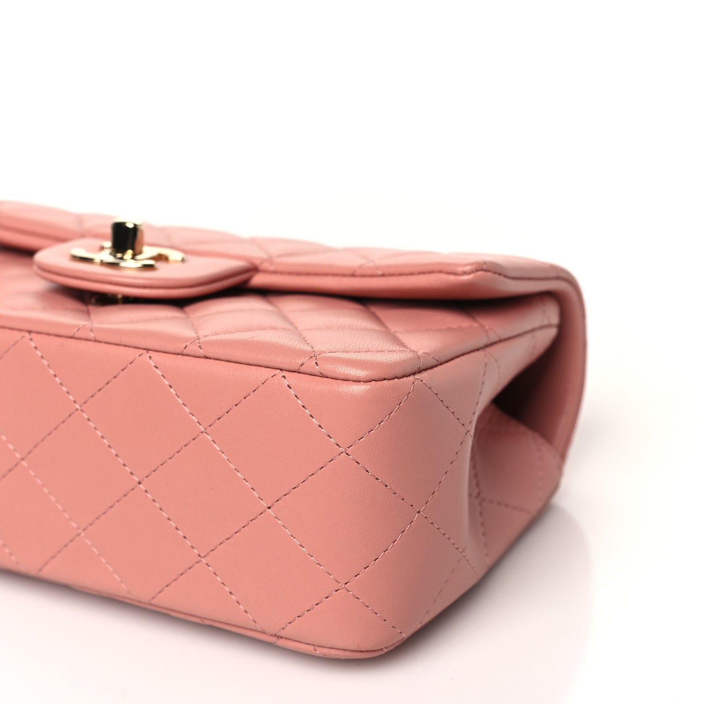 Lambskin Quilted Mini Top Handle Rectangular Flap Pink