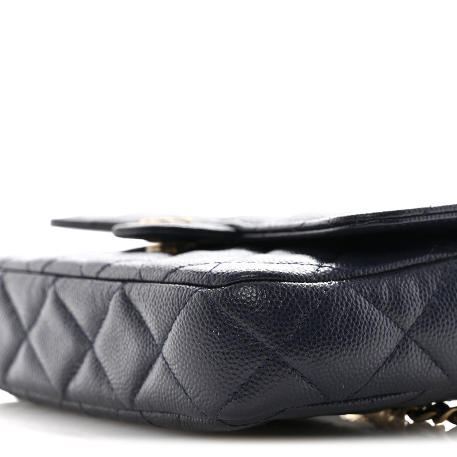 Chanel Caviar Quilted Flap Phone Holder With Chain Navy 12 of 13