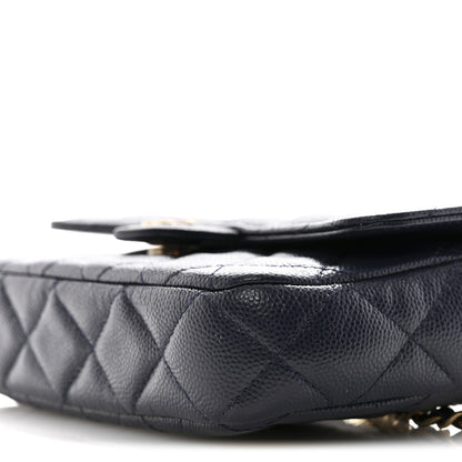 Chanel Caviar Quilted Flap Phone Holder With Chain Navy 12 of 13