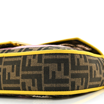 Fendi Fabric Jacquard FF Floral Embroidered Baguette Tobacco Moro Multicolor 10 of 11