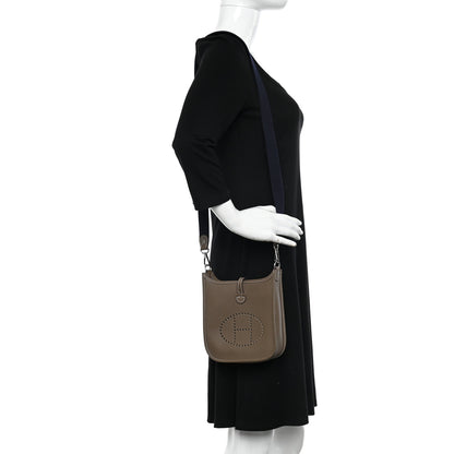 Hermes Taurillon Clemence Amazone Evelyne TPM Etoupe Bleu Indigo 2 of 10