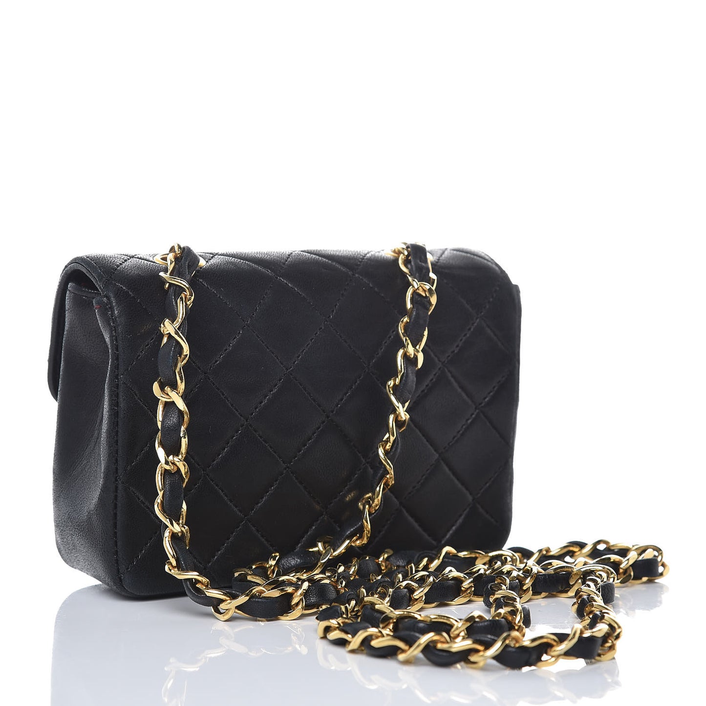 Lambskin Quilted Extra Mini Flap Black