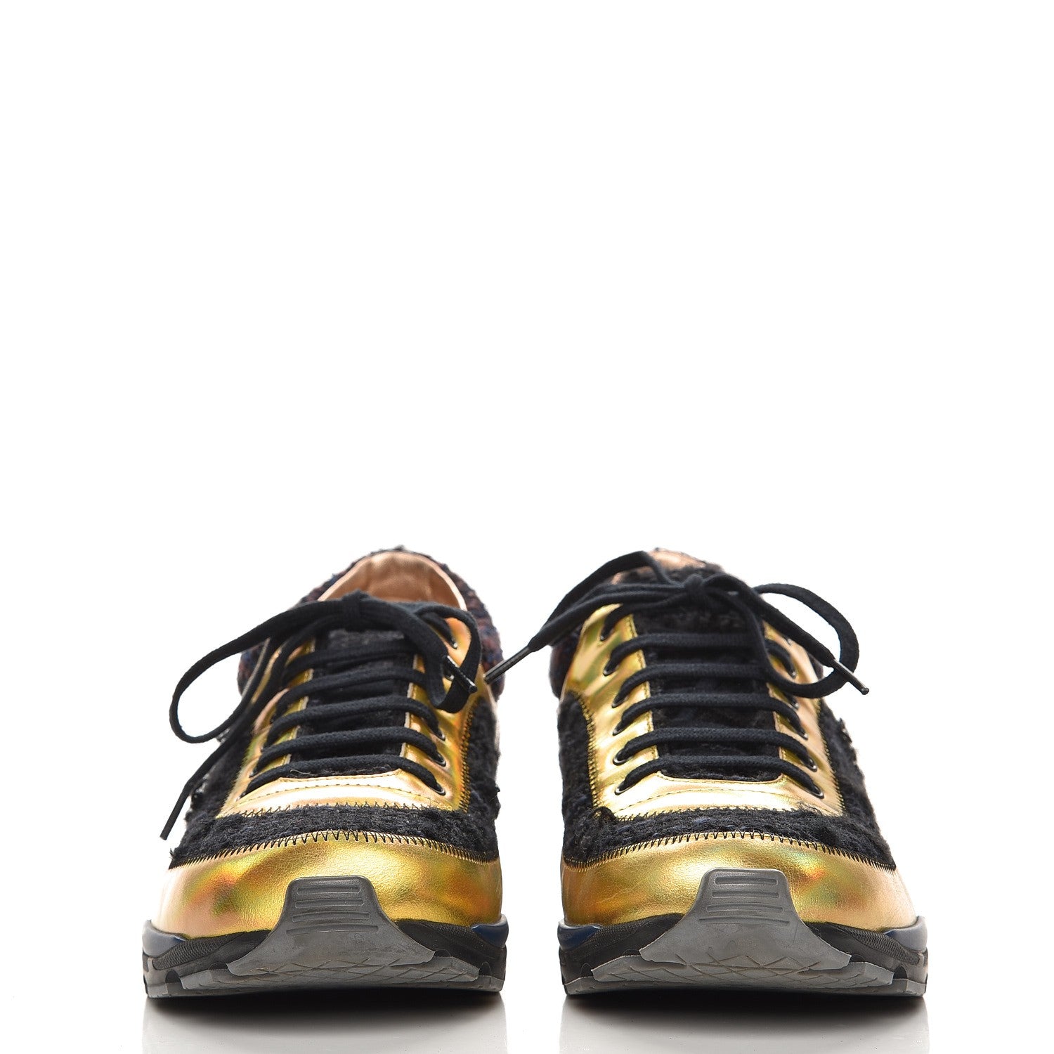 Chanel Tweed Suede Calfskin Runway Sneakers 40 Black Multicolor 2 of 11