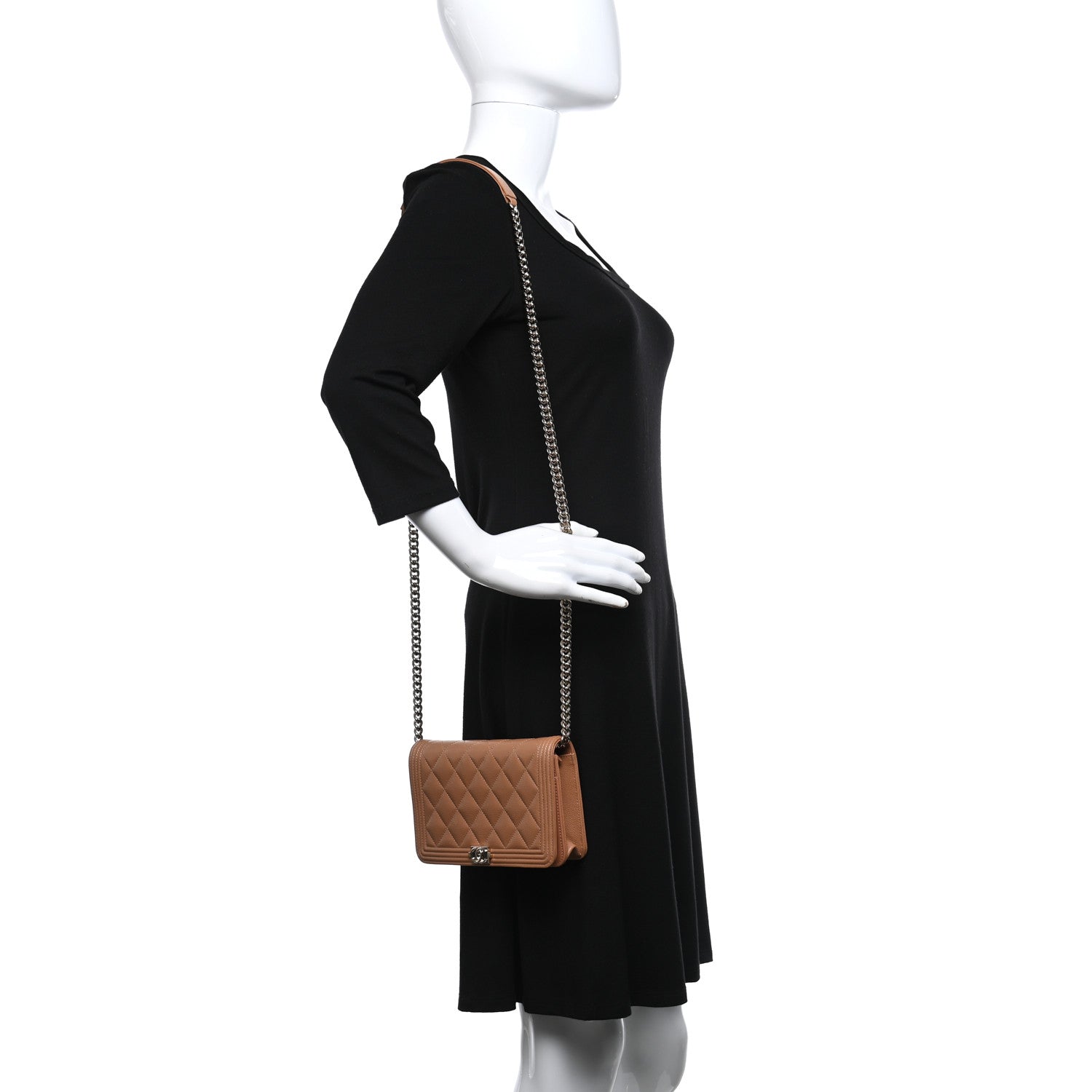 Chanel Caviar Quilted Boy Wallet On Chain WOC Brown 2 of 8