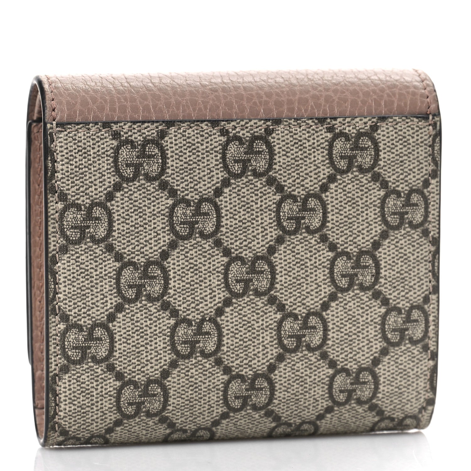 Gucci Dollar Calfskin GG Supreme Monogram Medium GG Marmont Card Case Porcelain Rose Beige Ebony 3 of 9