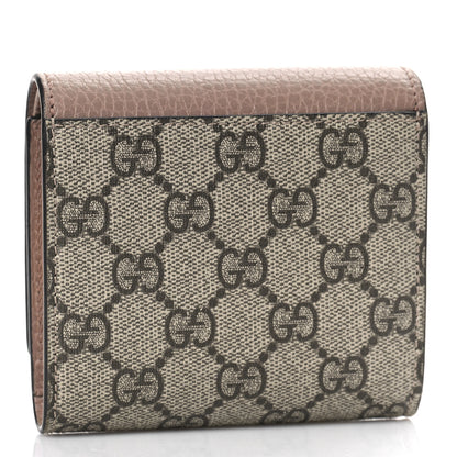 Gucci Dollar Calfskin GG Supreme Monogram Medium GG Marmont Card Case Porcelain Rose Beige Ebony 3 of 9