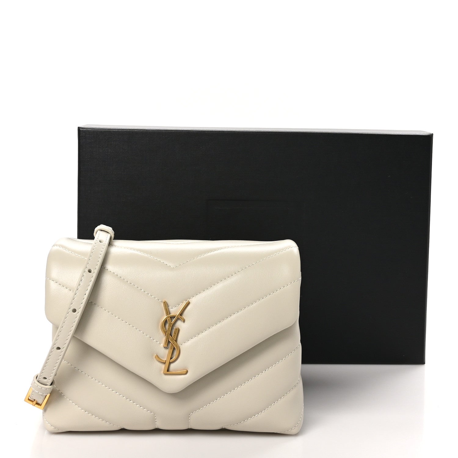 Saint Laurent Calfskin Y Quilted Monogram Toy Loulou Crossbody Bag Crema Soft 11 of 11