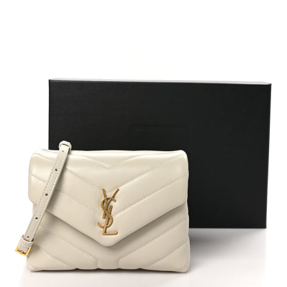 Saint Laurent Calfskin Y Quilted Monogram Toy Loulou Crossbody Bag Crema Soft 11 of 11