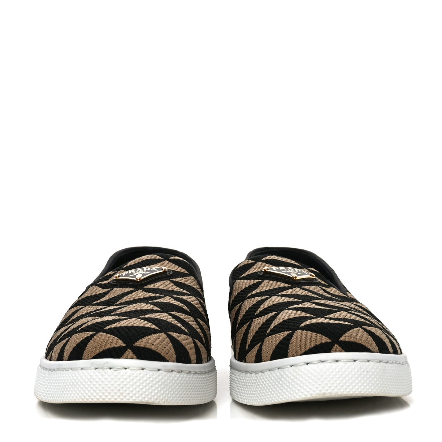 Jacquard Trianglolo Symbole Embroidered Metal Triangle Logo Slip On Sneakers 37.5 Corda Black
