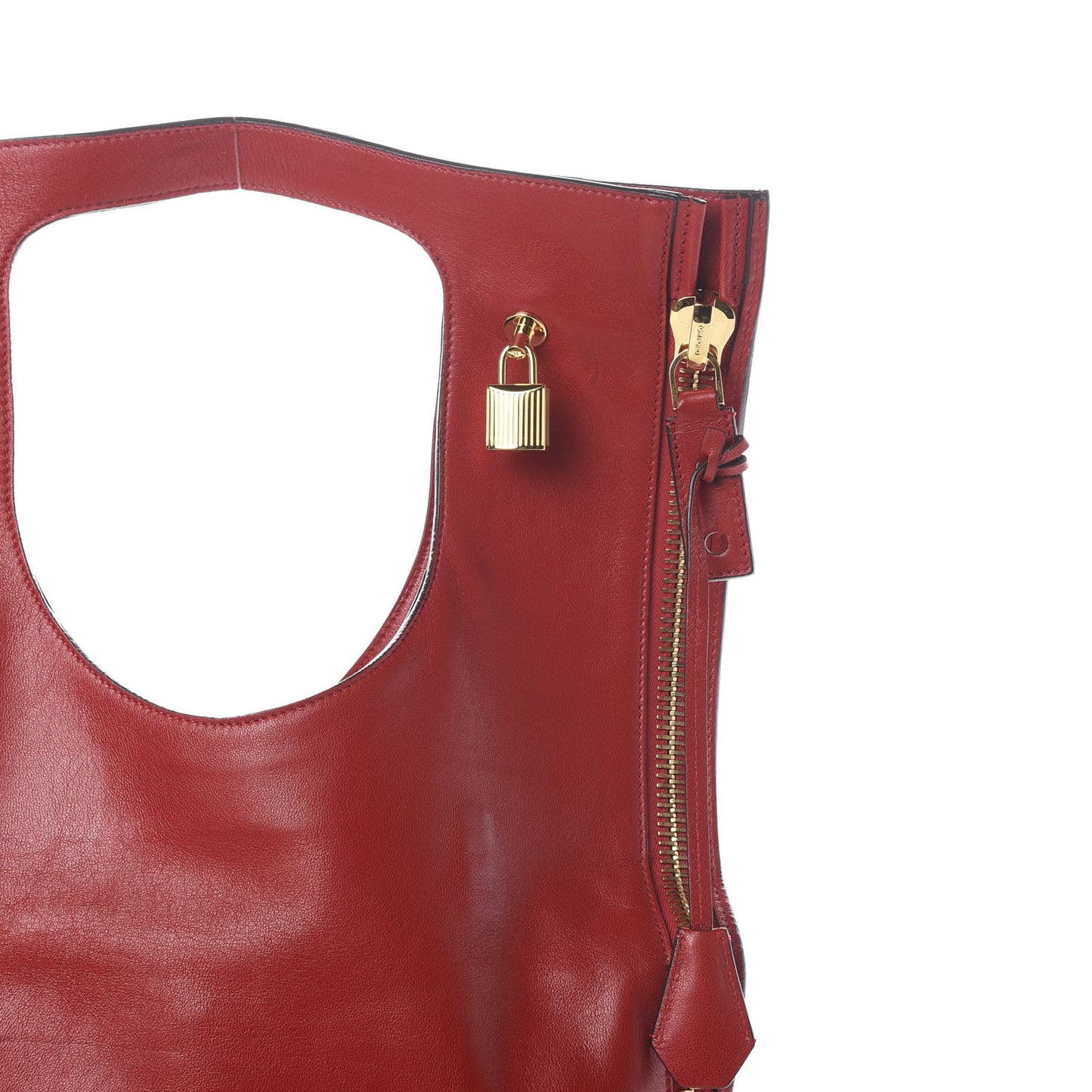 Ramskin Large Alix Padlock Zip Shoulder Bag Flame Red