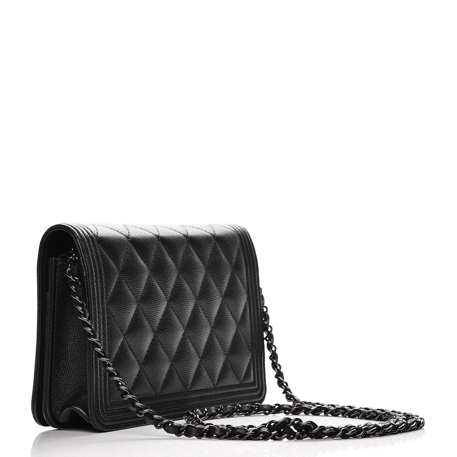 Chanel Caviar Quilted Boy Wallet On Chain WOC So Black 3 of 10