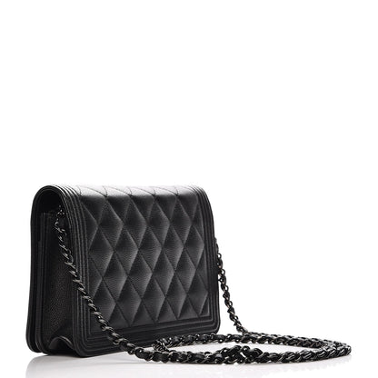Chanel Caviar Quilted Boy Wallet On Chain WOC So Black 3 of 10