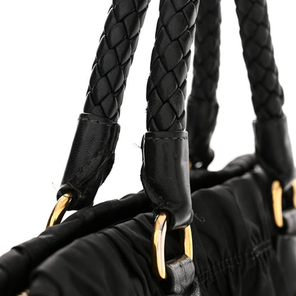 Prada Tessuto Nylon Nappa Braided Gaufre Shopping Satchel Black 15 of 19