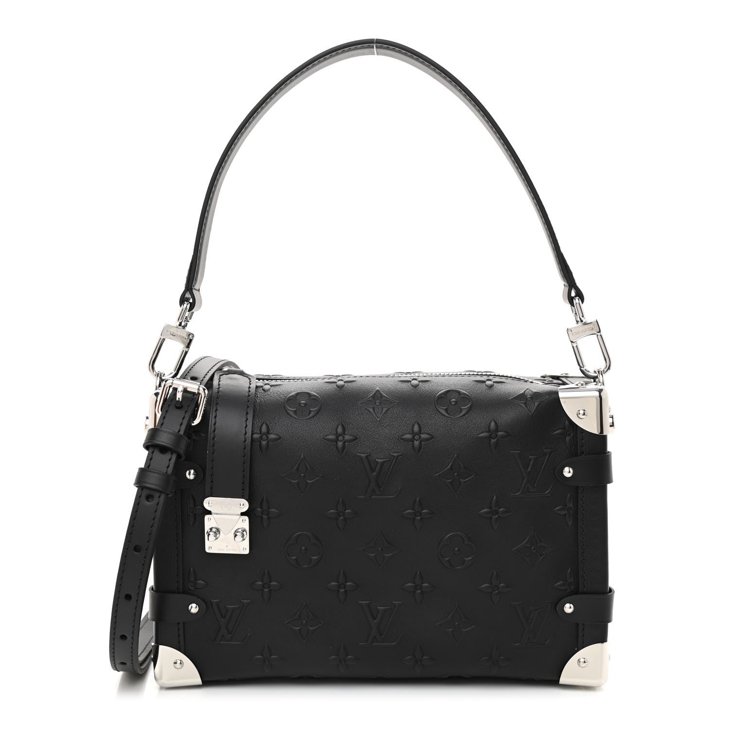 Louis Vuitton Calfskin Debossed Monogram Side Trunk Black 1 of 7