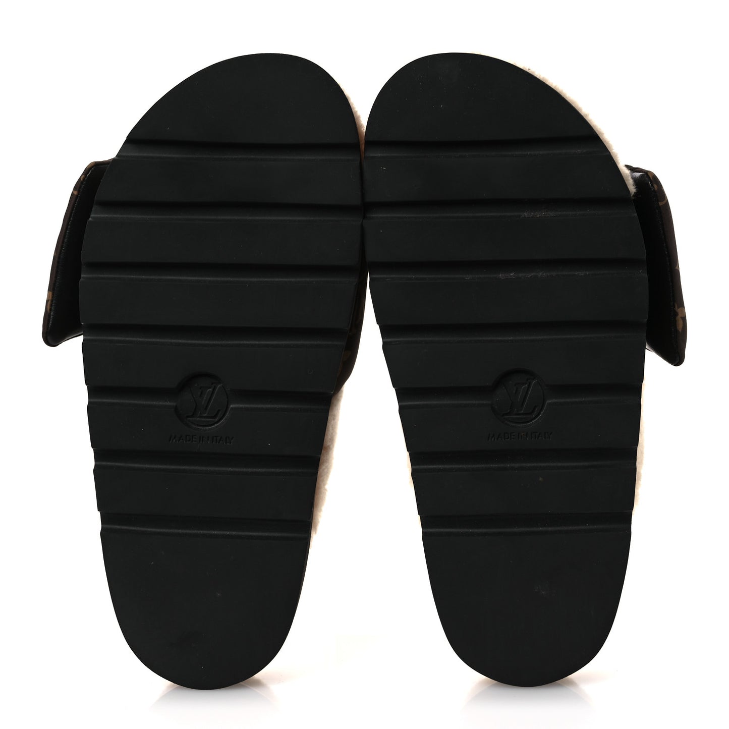 Nylon Monogram Shearling Pillow Comfort Mules 38 Cacao Brown