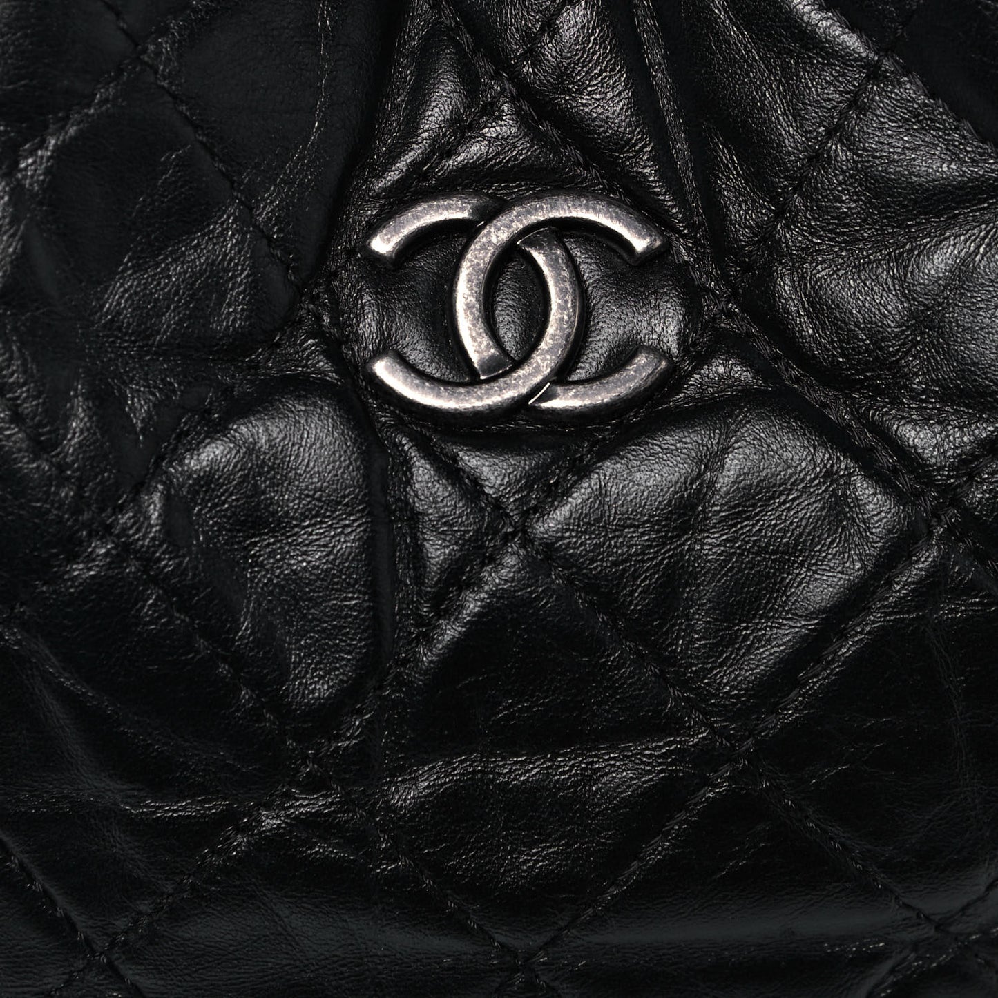 Aged Calfskin Quilted Gabrielle Backpack Black