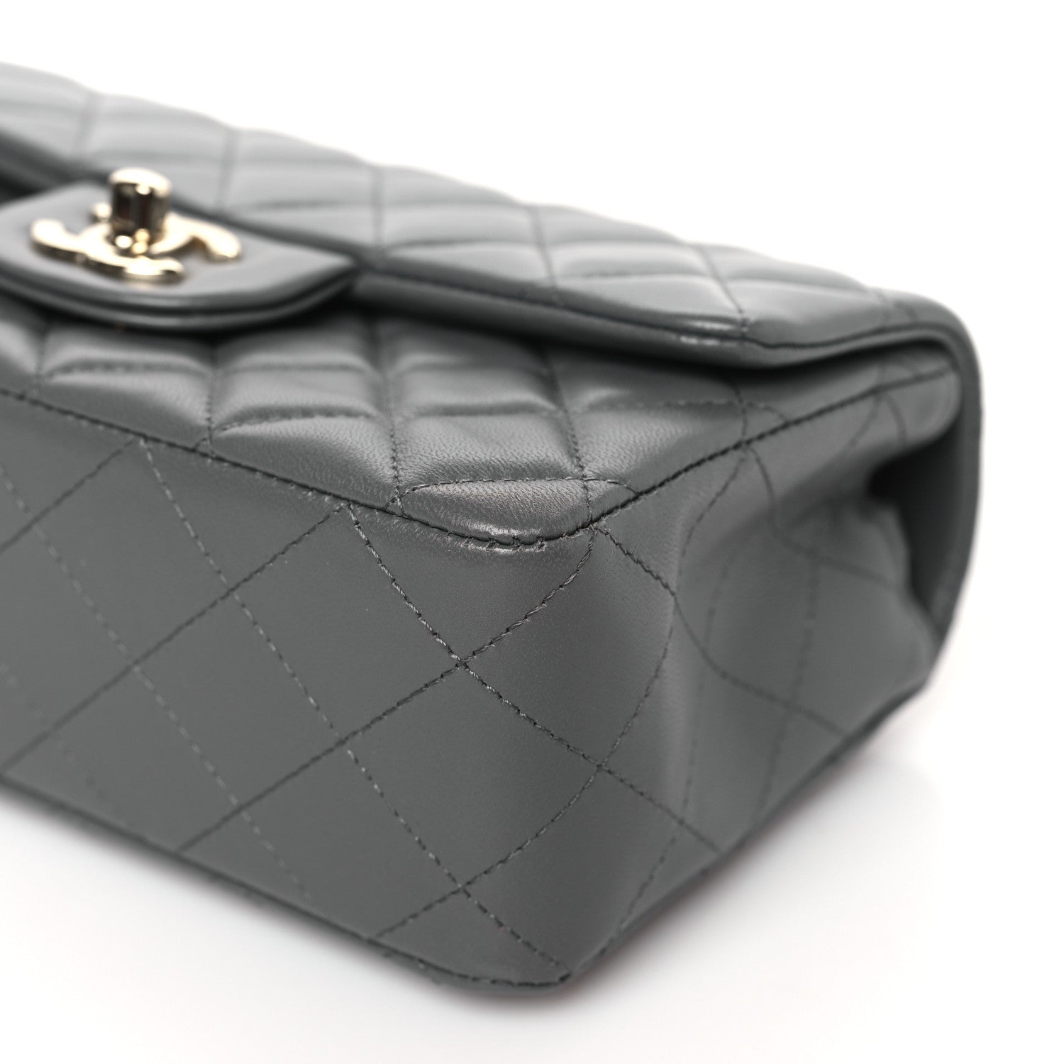 Chanel Lambskin Quilted Mini Rectangular Flap Dark Grey 9 of 10
