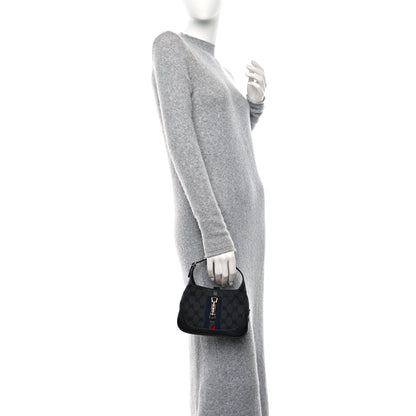 Gucci X BALENCIAGA BB Monogram Calfskin Web Mini Jackie 1961 Hobo Black 2 of 8