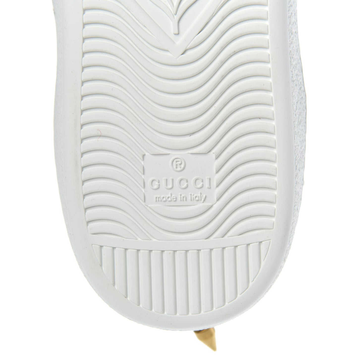 Mens Calfskin Web Studded Ace Sneakers 9.5 White