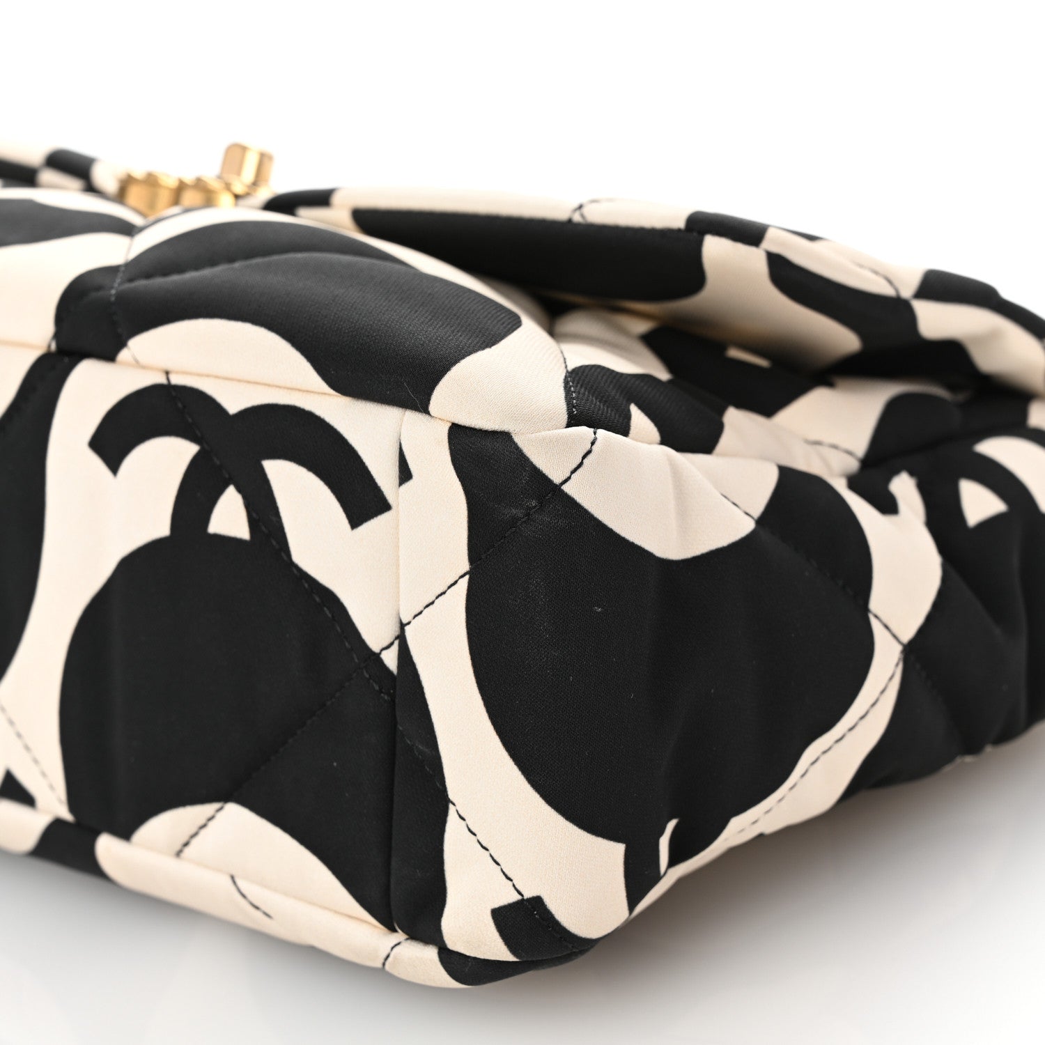 Chanel Fabric Printed Large Chanel 19 Flap Black Ecru 10 of 10