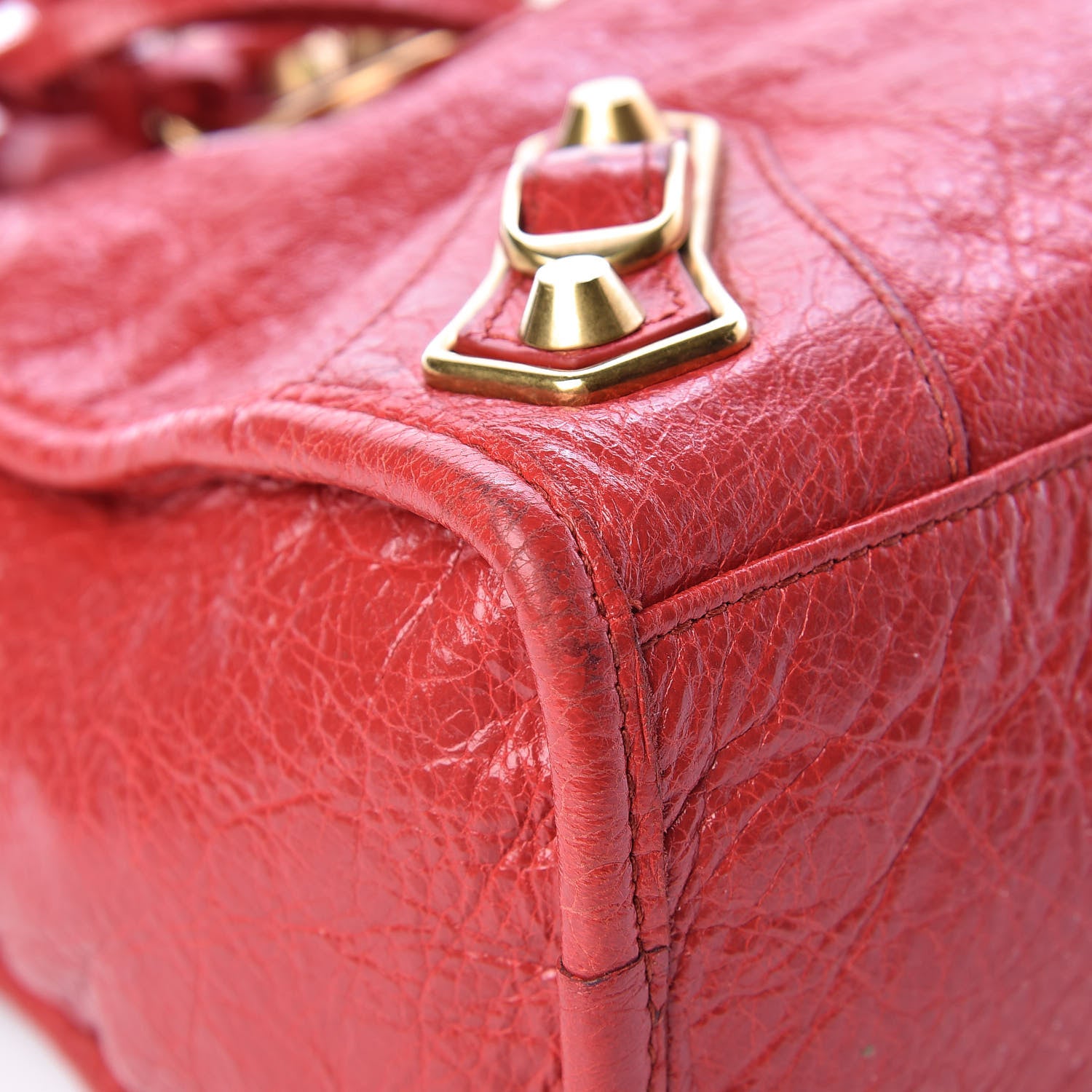 Balenciaga Agneau Gold Metallic Edge Hardware S City Rouge Rubis 9 of 18
