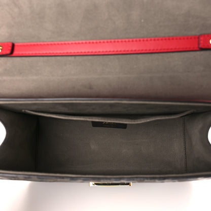 Fendi Vitello Century F is Fendi Bi-Color FF 1974 Embossed Kan I Shoulder Bag Fragola Maya Black 5 of 9