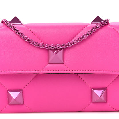 Valentino Garavani Nappa Monochrome Roman Stud Wallet On Chain Pink PP 7 of 9