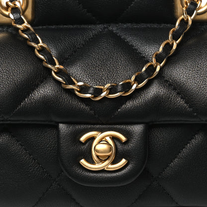 Chanel Calfskin Quilted Lady Handle Clutch With Chain Black 8 of 10