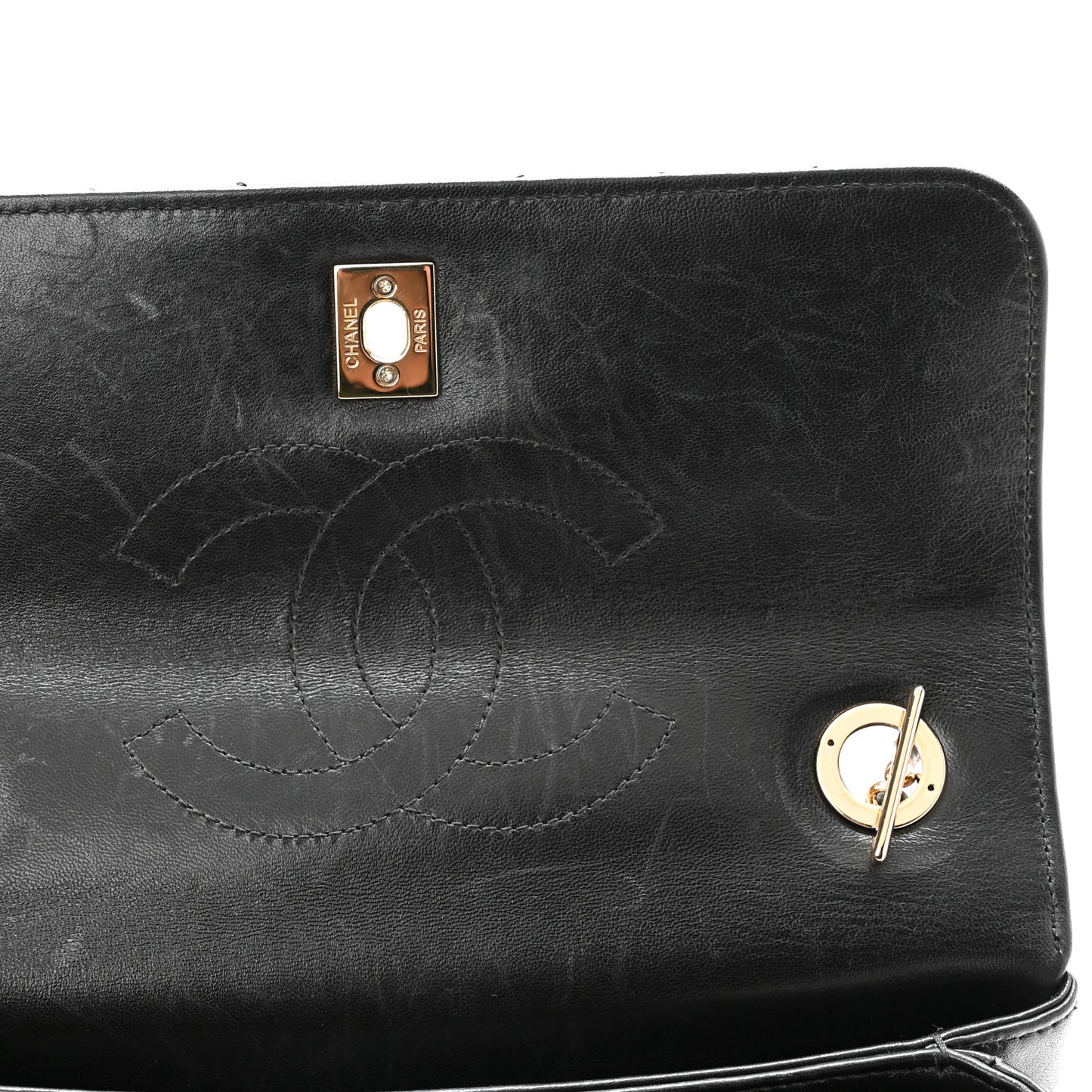Lambskin Chevron Quilted Small Trendy CC Dual Handle Flap Bag Black