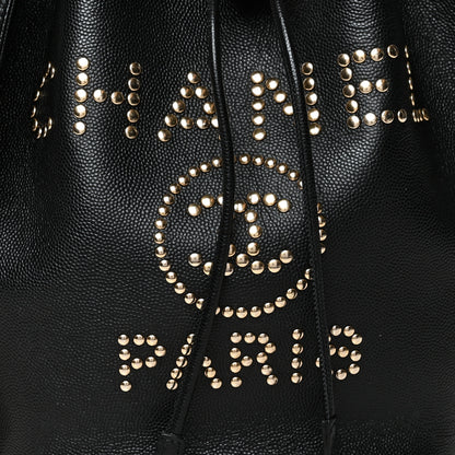 Chanel Caviar Deauville Drawstring Bucket Bag Black 8 of 10