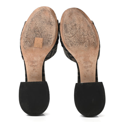 Fendi Jacquard Calfskin FF Crocodile Embossed Promenade Slide Sandals 40 Tobacco Moro Black 5 of 8