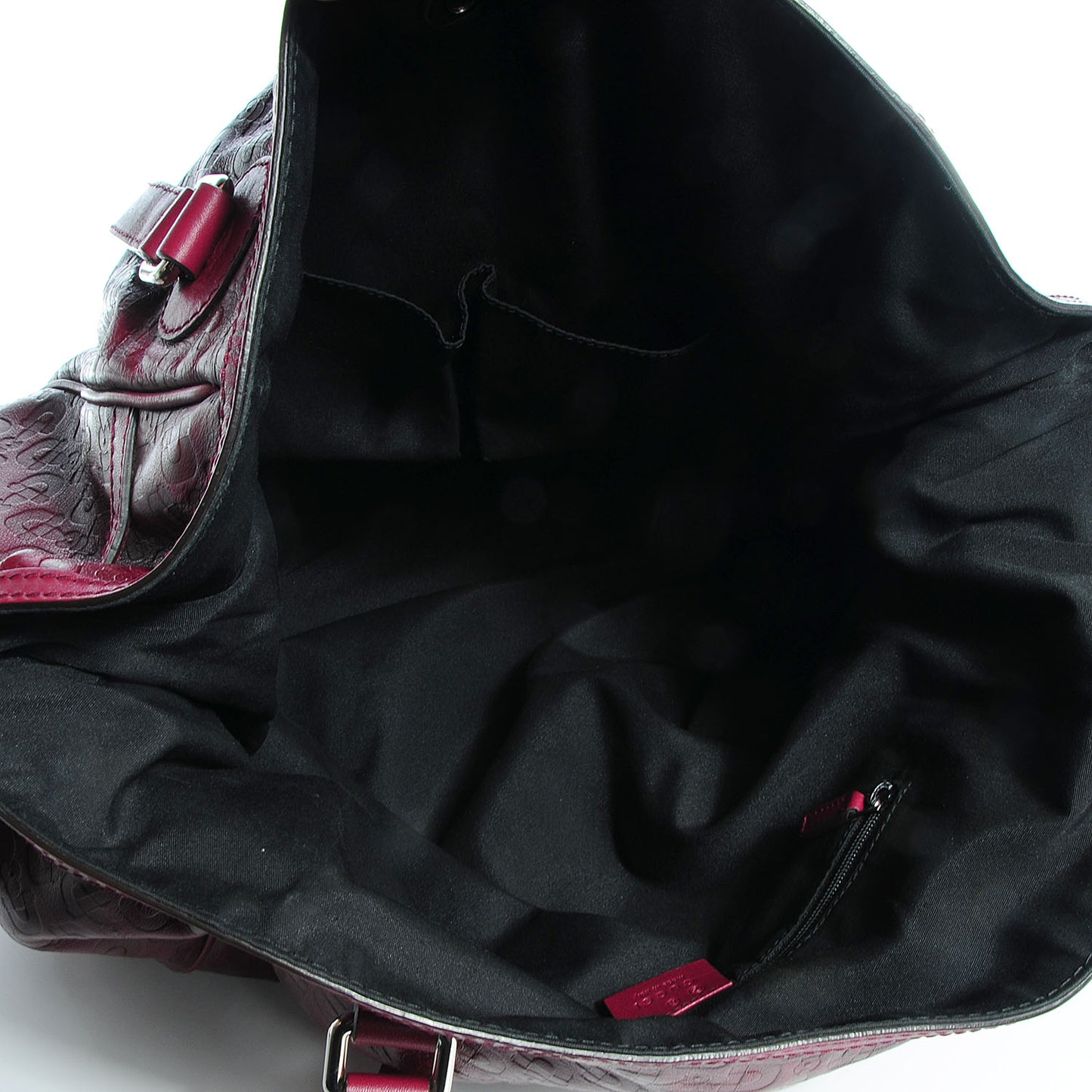 Horsebit Embossed Full Moon Tote Dark Red