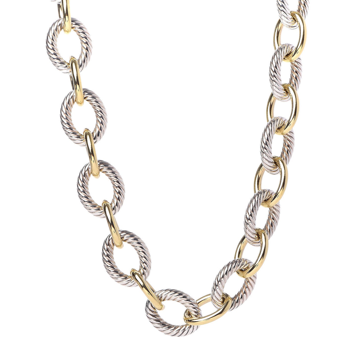 Sterling Silver 18K Yellow Gold 23mm Extra Large Oval Link Necklace