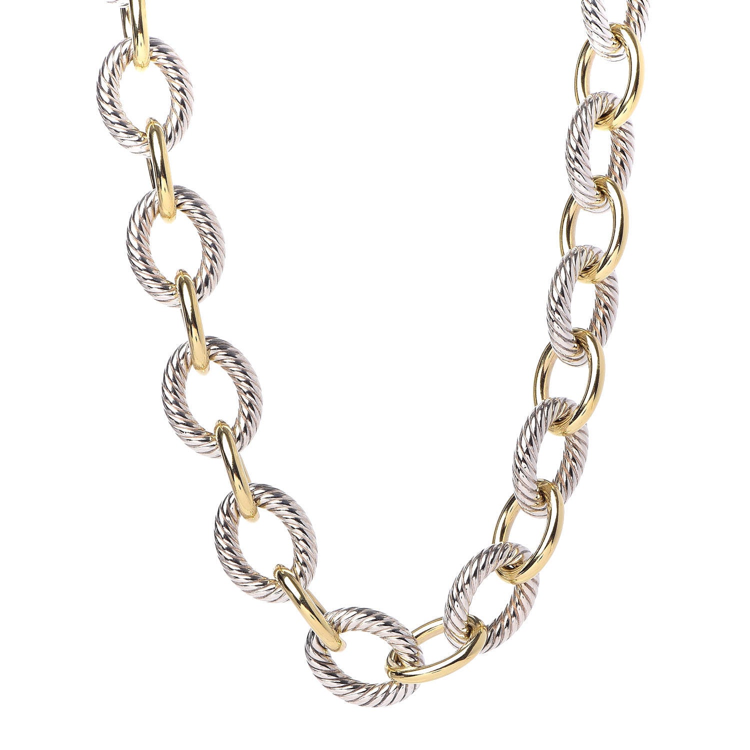 David Yurman Sterling Silver 18K Yellow Gold 23mm Extra Large Oval Link Necklace 1 of 5