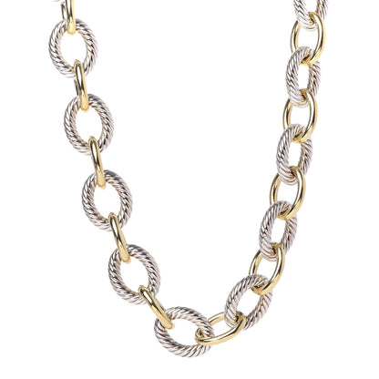 David Yurman Sterling Silver 18K Yellow Gold 23mm Extra Large Oval Link Necklace 1 of 5