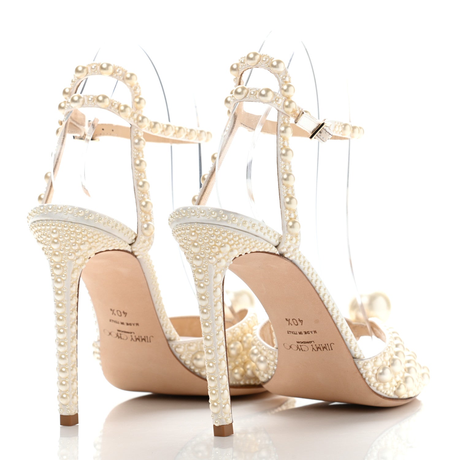 Jimmy Choo Pearl Satin Sacora 100 Sandals 40.5 White 5 of 11