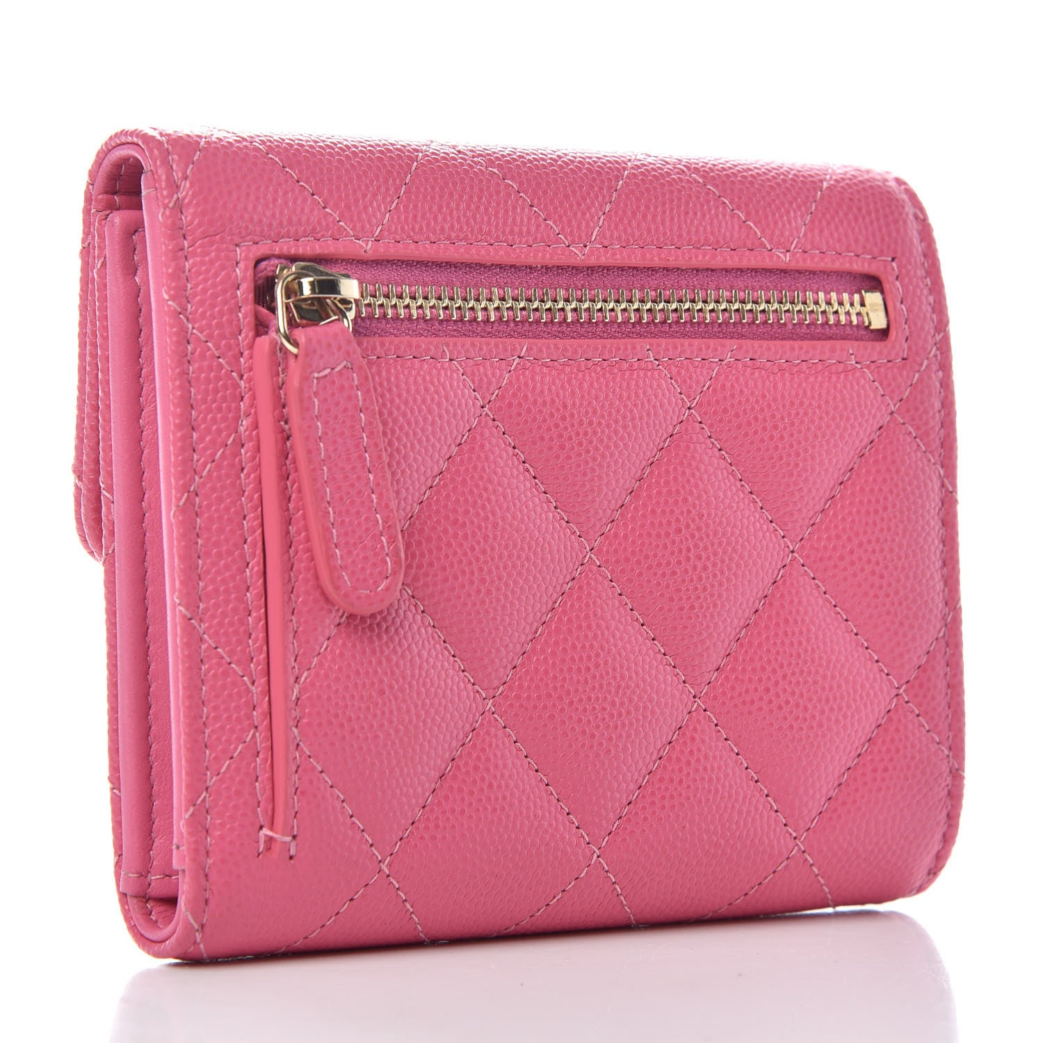 Chanel Caviar Quilted Compact Flap Wallet Pink 3 of 8