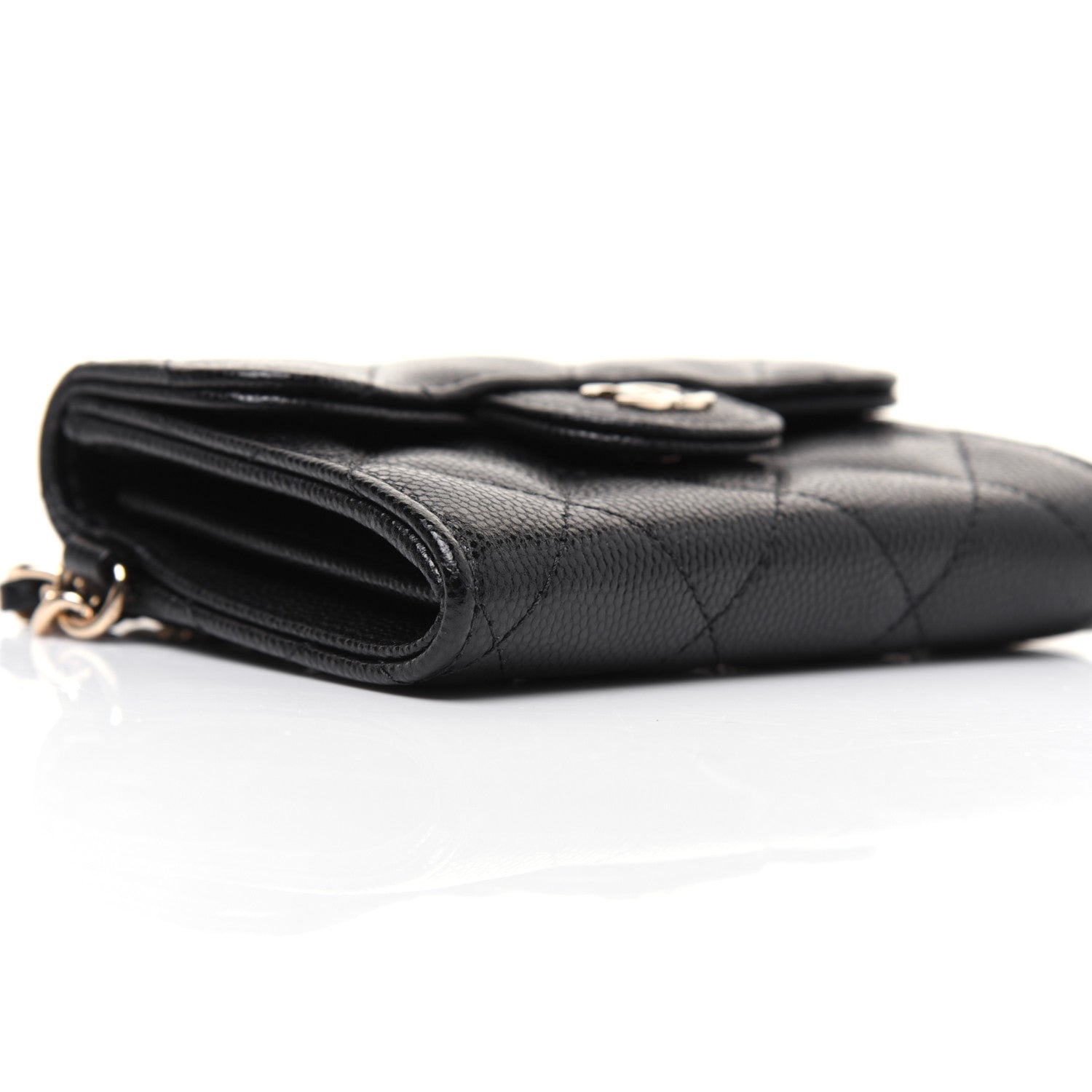 Chanel Caviar Quilted Flap Card Holder Chain Wristlet Black 6 of 12